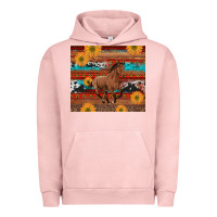 Pigment Salmon western horse and sunflowers cowhide leopard with aztec Urban Hoodie - Artiststas