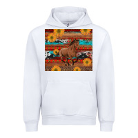White western horse and sunflowers cowhide leopard with aztec Urban Hoodie - Artiststas