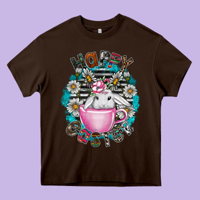 Happy Easter Heavy Core Tee Designed By Cowhidedigitalart