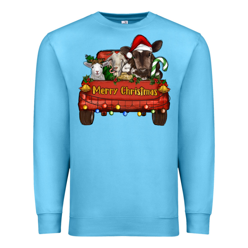 Merry Christmas Truck Animals Premium Sweatshirt by RanaPortraitStore | Teevron