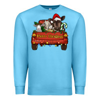 Ocean Blue merry christmas truck animals Premium Sweatshirt - RanaPortraitStore