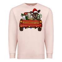 Pale Pink merry christmas truck animals Premium Sweatshirt - RanaPortraitStore