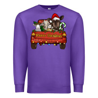 Purple merry christmas truck animals Premium Sweatshirt - RanaPortraitStore