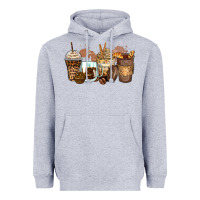 Heather Grey leopard coffee cups Heavyweight Hoodie - Zillion Design Studio