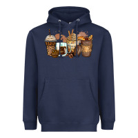 Navy leopard coffee cups Heavyweight Hoodie - Zillion Design Studio