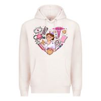 Pale Pink nurse and nurse element heart Premium Hoodie - AdoDesignShop