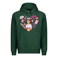Sports Green nurse and nurse element heart Premium Hoodie - AdoDesignShop