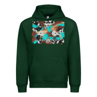 Forest Green western cowhide turquoise and wood background Urban Hoodie - Artiststas