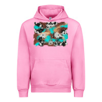 Fuchsia Pink western cowhide turquoise and wood background Urban Hoodie - Artiststas