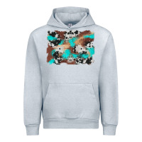 Heather Grey western cowhide turquoise and wood background Urban Hoodie - Artiststas