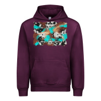 Mauve Wine western cowhide turquoise and wood background Urban Hoodie - Artiststas