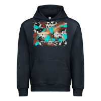 Navy western cowhide turquoise and wood background Urban Hoodie - Artiststas
