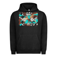 Pigment Black western cowhide turquoise and wood background Urban Hoodie - Artiststas