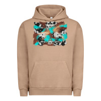 Pigment Burro western cowhide turquoise and wood background Urban Hoodie - Artiststas