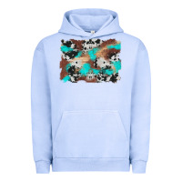 Pigment Grape Ice western cowhide turquoise and wood background Urban Hoodie - Artiststas