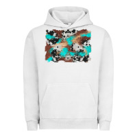 Pigment Lunar Rock western cowhide turquoise and wood background Urban Hoodie - Artiststas