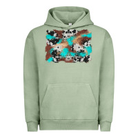 Pigment Oil Green western cowhide turquoise and wood background Urban Hoodie - Artiststas