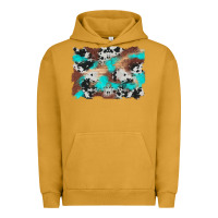 Pigment Peanut Butter western cowhide turquoise and wood background Urban Hoodie - Artiststas