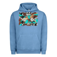Pigment Pebble Blue western cowhide turquoise and wood background Urban Hoodie - Artiststas