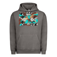 Pigment Tornado western cowhide turquoise and wood background Urban Hoodie - Artiststas