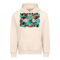 Sandshell western cowhide turquoise and wood background Urban Hoodie - Artiststas