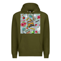 Army Green school bus back to school seamless pattern Premium Hoodie - BundleAndBundleShop