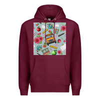 Burgundy school bus back to school seamless pattern Premium Hoodie - BundleAndBundleShop
