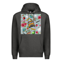 Charcoal Heather school bus back to school seamless pattern Premium Hoodie - BundleAndBundleShop