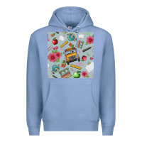 Colony Blue school bus back to school seamless pattern Premium Hoodie - BundleAndBundleShop