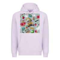 Lilac school bus back to school seamless pattern Premium Hoodie - BundleAndBundleShop