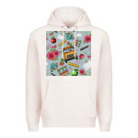 Pale Pink school bus back to school seamless pattern Premium Hoodie - BundleAndBundleShop