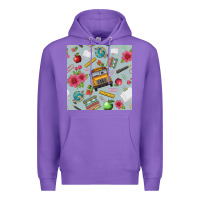 Purple school bus back to school seamless pattern Premium Hoodie - BundleAndBundleShop