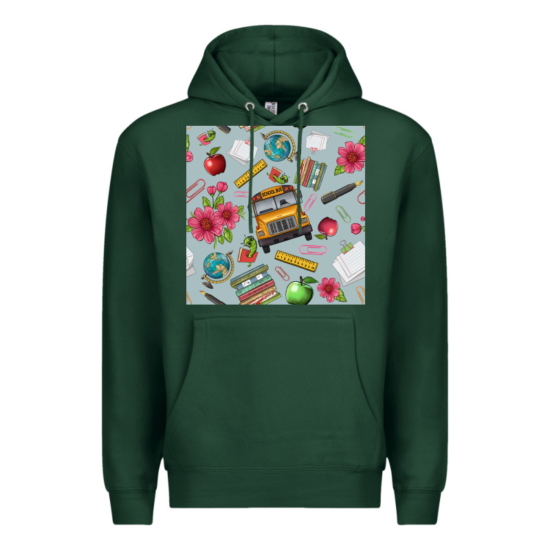 School Bus Back To School Seamless Pattern Premium Hoodie by BundleAndBundleShop | Teevron
