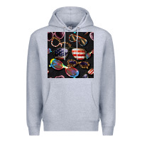 Heather Grey 4th of july glasses  seamless pattern Premium Hoodie - BundleAndBundleShop