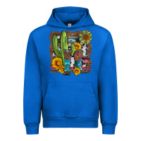 Cobalt western cactus with cowboy boots and sunflowers Urban Hoodie - Artiststas