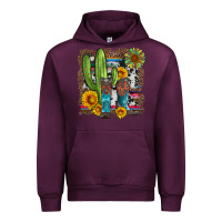 Mauve Wine western cactus with cowboy boots and sunflowers Urban Hoodie - Artiststas