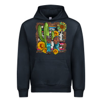 Navy western cactus with cowboy boots and sunflowers Urban Hoodie - Artiststas