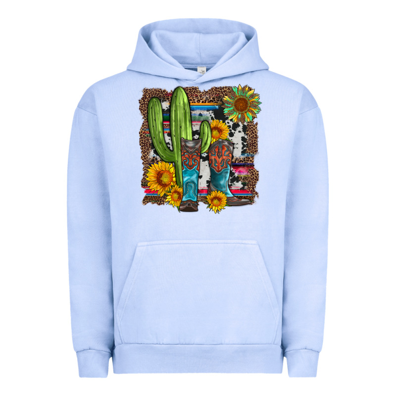 Western Cactus With Cowboy Boots And Sunflowers Urban Hoodie by Artiststas | Teevron