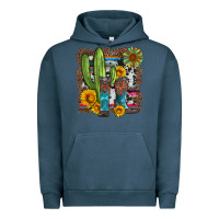 Pigment Midnight Navy western cactus with cowboy boots and sunflowers Urban Hoodie - Artiststas