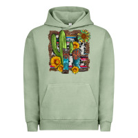 Pigment Oil Green western cactus with cowboy boots and sunflowers Urban Hoodie - Artiststas