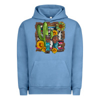Pigment Pebble Blue western cactus with cowboy boots and sunflowers Urban Hoodie - Artiststas