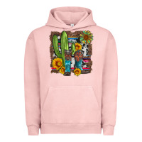 Pigment Salmon western cactus with cowboy boots and sunflowers Urban Hoodie - Artiststas