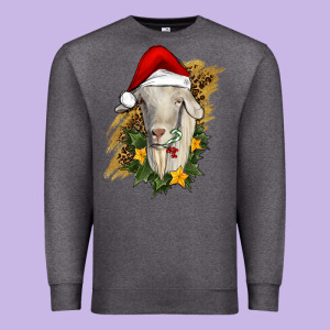 Christmas Goat Premium Sweatshirt Designed By Ranaportraitstore