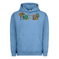 Pigment Pebble Blue howdy with cowboy hat and cactus Urban Hoodie - Artiststas