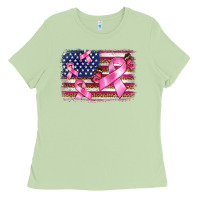 Matcha breast cancer american flag background Ladies Tee - BarkalooDesign
