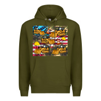 Army Green bulldozer camouflage american flag Premium Hoodie - Artiststas