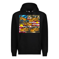 Black bulldozer camouflage american flag Premium Hoodie - Artiststas