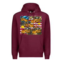 Burgundy bulldozer camouflage american flag Premium Hoodie - Artiststas
