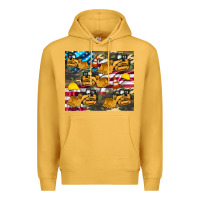 Mustard bulldozer camouflage american flag Premium Hoodie - Artiststas