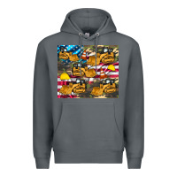 Bulldozer Camouflage American Flag Premium Hoodie | Teevron